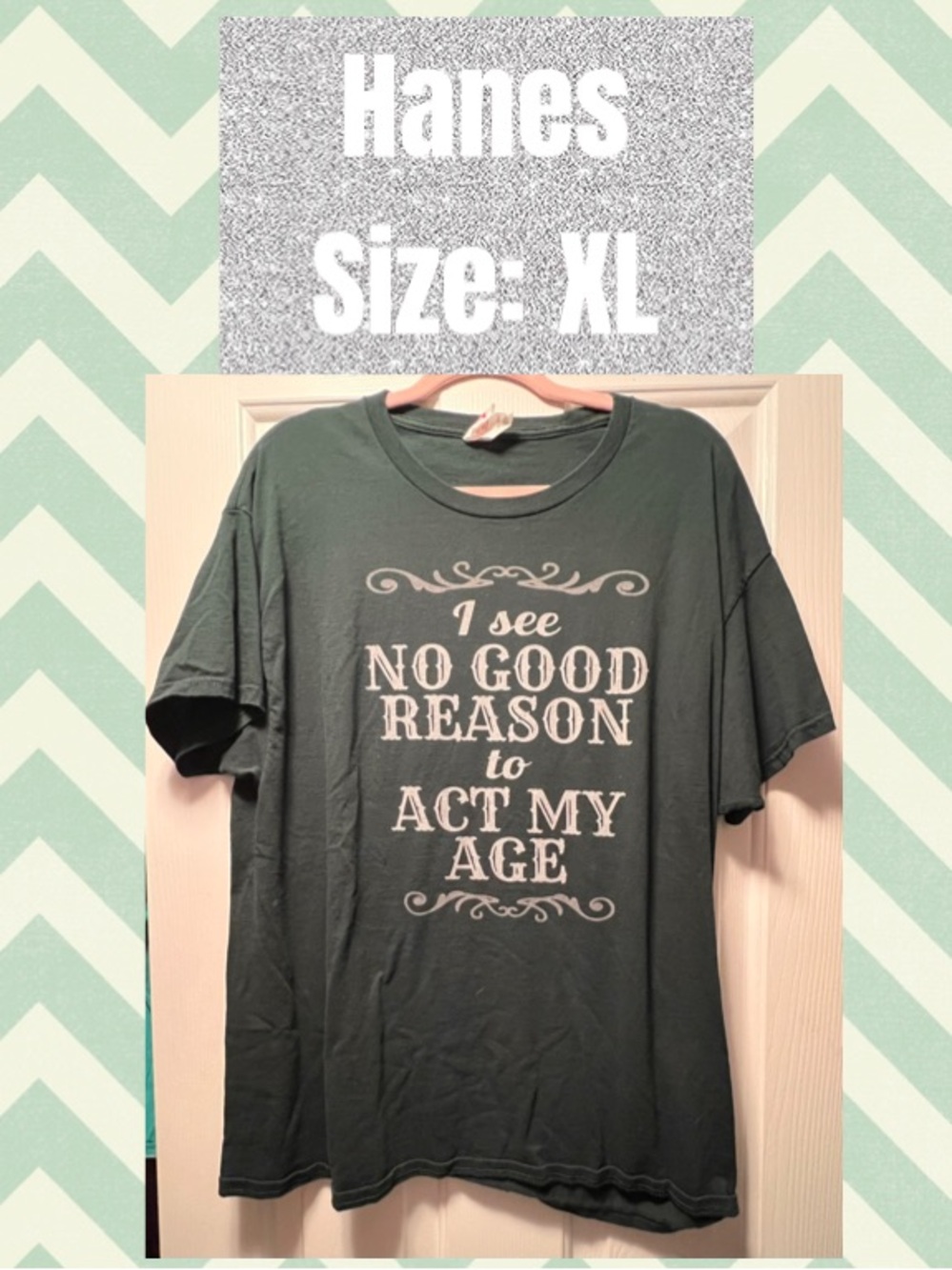 Hanes  Dark Green Graphic Short Sleeve Tee